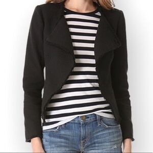 JOIE Carver Basket Weave Blazer Caviar Black sz L